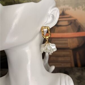 Elegant Gold and White Dangle Earrings